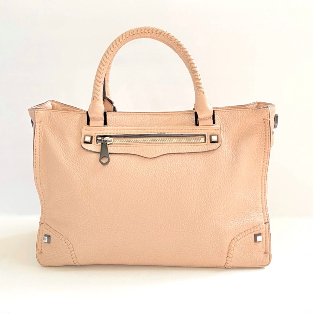 REBECCA MINKOFF REGAN pink leather black hardware top handle zipper closure bag - Picture 1 of 11